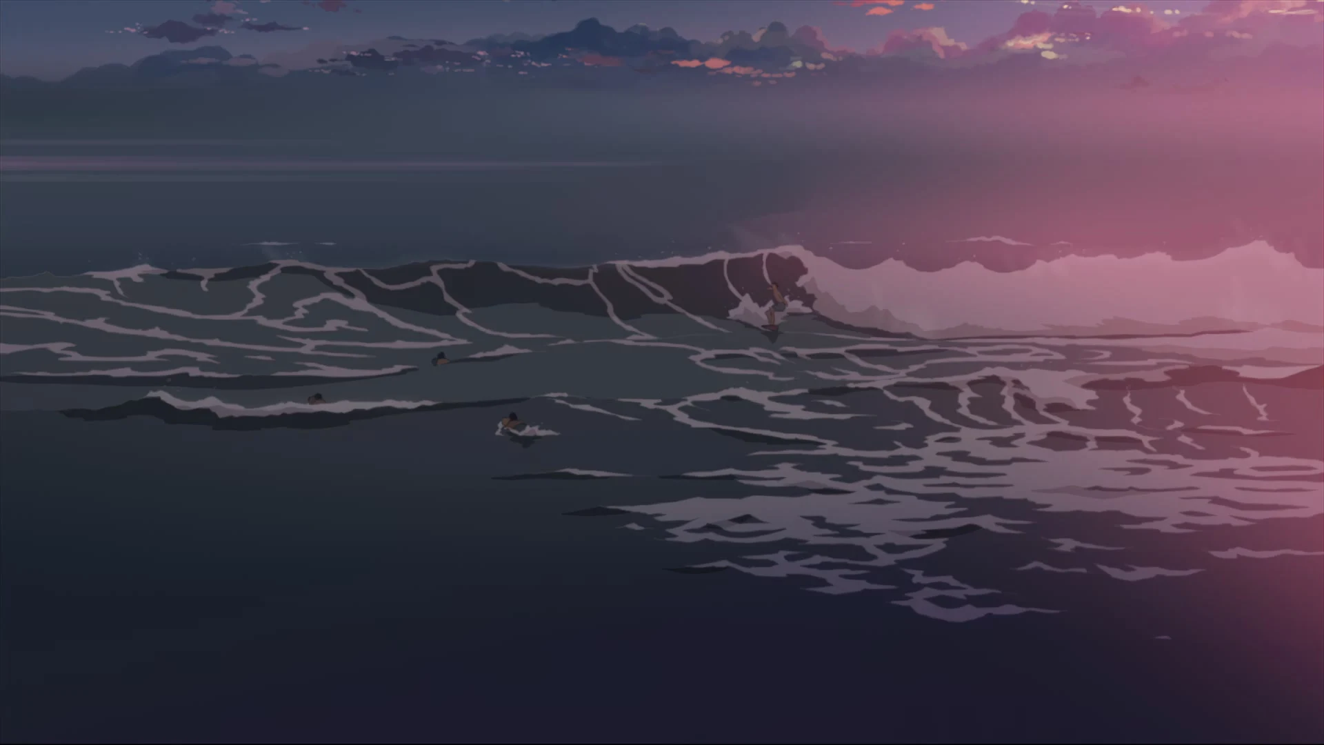 黄昏无风的海