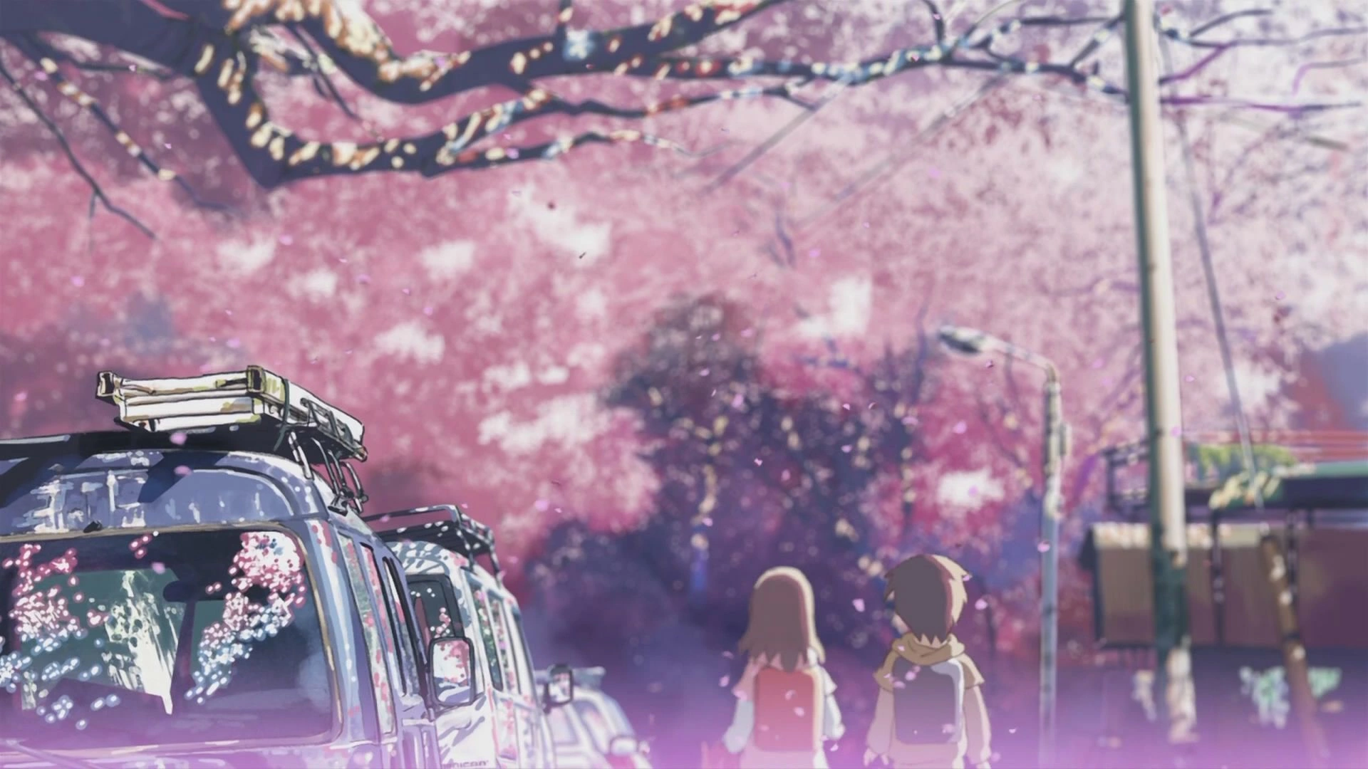 桜の花びらが舞う坂道